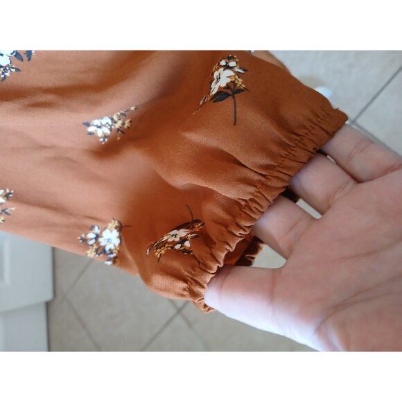 Abercrombie & Fitch Womens Brown Floral Mini Wrap Dress Long Sleeve - Picture 7 of 16